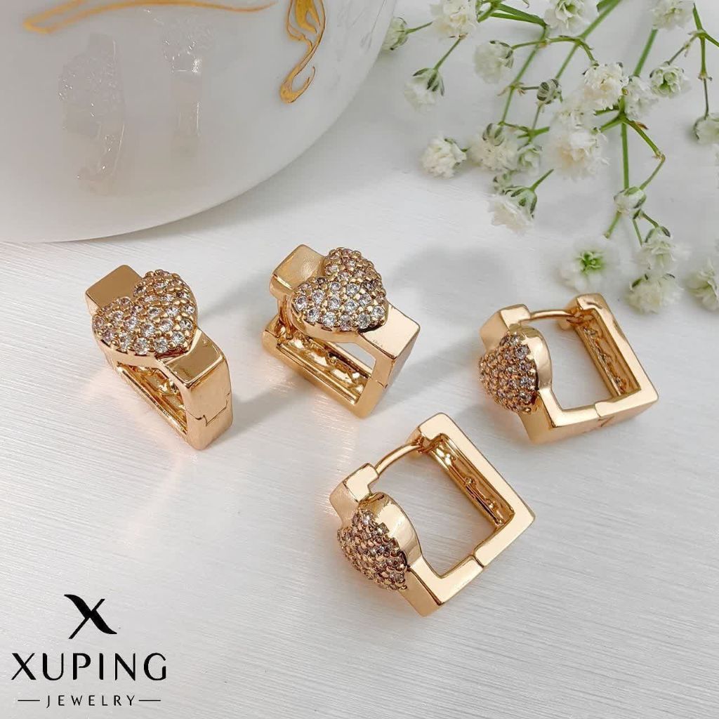 گوشواره قلبی نگین دار ژوپینگ کد 1988 - خرید آنلاین از گالری آداس